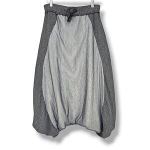 Gershon Bram Lagenlook Drop-Crotch Harem Pants Sz Large Grey Two-Tone Knit